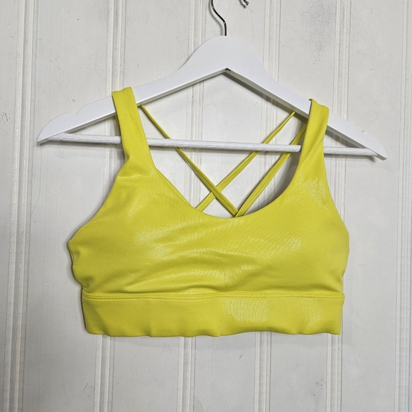 ZYIA Active Sports Bra Womens Size M Light n Tight Strappy Neon Yellow Pebbled - Picture 2 of 11